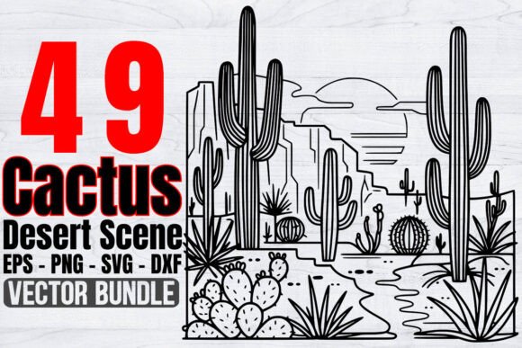Cactus Desert Scene Svg Bundle, Western
