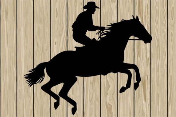 Cowboy Riding a Fast Horse Silhouette