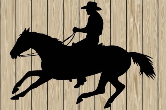 Cowboy Riding Active Horse Silhouette Review