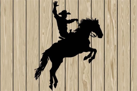 Cowboy Riding Bucking Bronco Silhouette