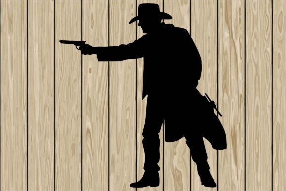 Cowboy Shoots a Pistol Silhouette SVG