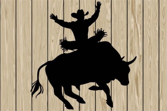 Victorious Cowboy Riding a Bull