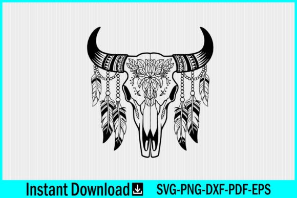 Western Cow Skull Vector SVG Flowers SVG